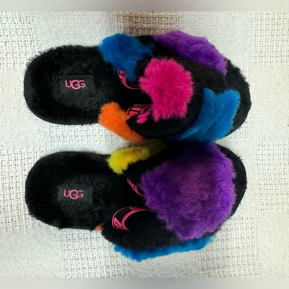 UGG Kids' Multicolor Furry Slippers